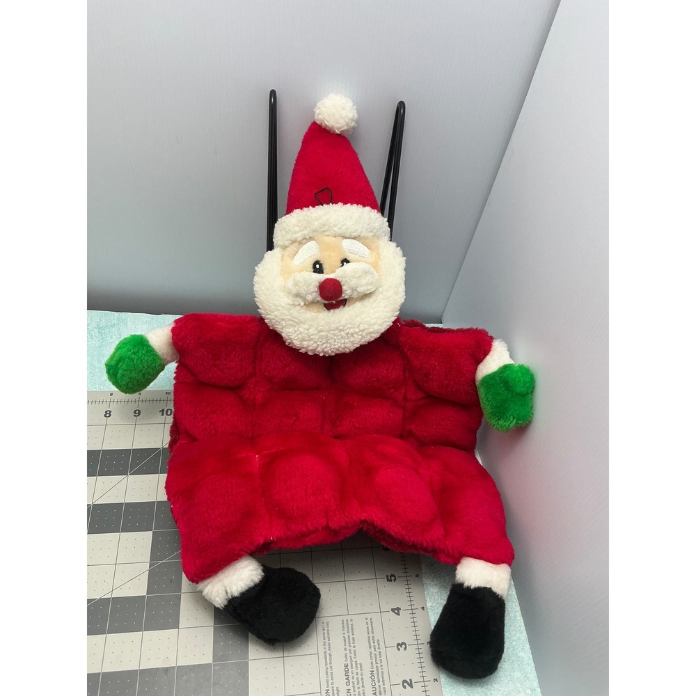 Plush Puppies Santa Claus Christmas Dog Toy Red Quilted Flat Plush 20 Inch